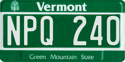 VT license plate NPQ240