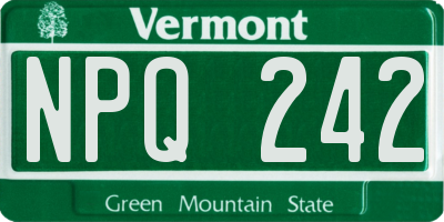 VT license plate NPQ242