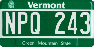 VT license plate NPQ243