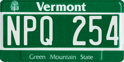 VT license plate NPQ254