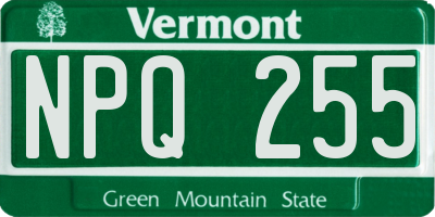 VT license plate NPQ255