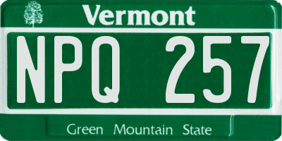 VT license plate NPQ257