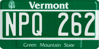 VT license plate NPQ262