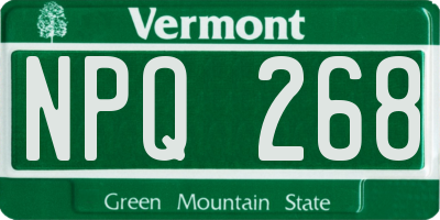 VT license plate NPQ268