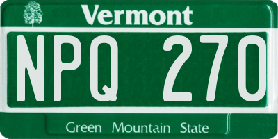 VT license plate NPQ270