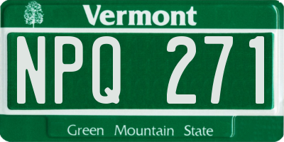 VT license plate NPQ271