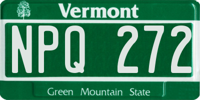 VT license plate NPQ272