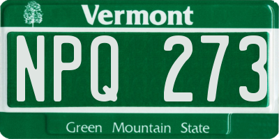 VT license plate NPQ273
