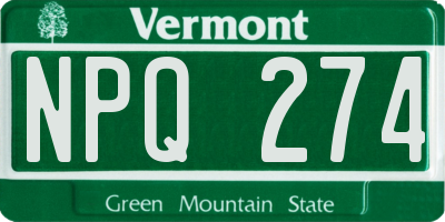 VT license plate NPQ274