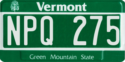 VT license plate NPQ275