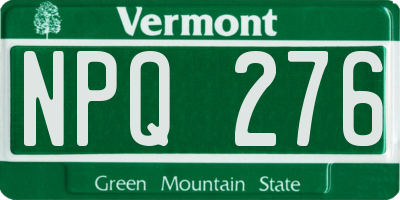 VT license plate NPQ276
