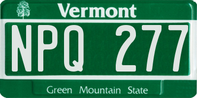 VT license plate NPQ277