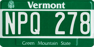 VT license plate NPQ278