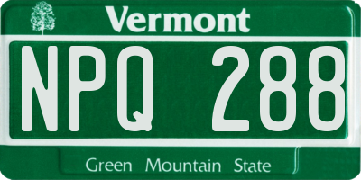 VT license plate NPQ288