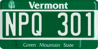 VT license plate NPQ301