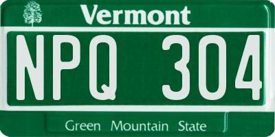 VT license plate NPQ304