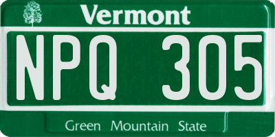 VT license plate NPQ305