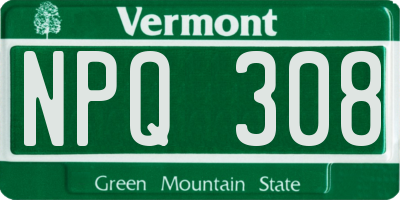 VT license plate NPQ308