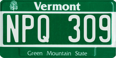 VT license plate NPQ309