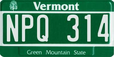 VT license plate NPQ314