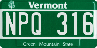 VT license plate NPQ316