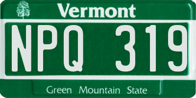VT license plate NPQ319