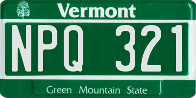VT license plate NPQ321