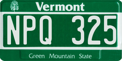 VT license plate NPQ325
