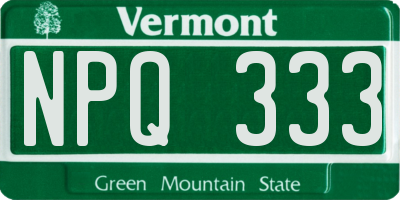 VT license plate NPQ333