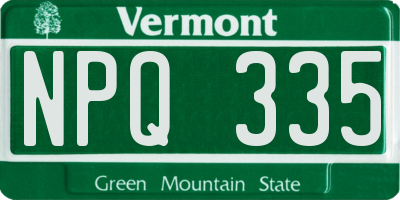 VT license plate NPQ335