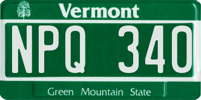 VT license plate NPQ340