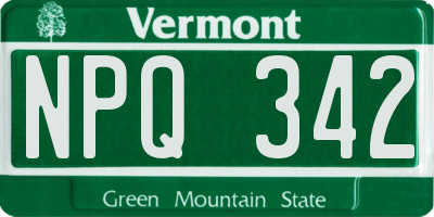 VT license plate NPQ342