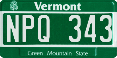 VT license plate NPQ343