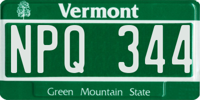 VT license plate NPQ344