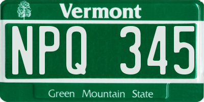 VT license plate NPQ345
