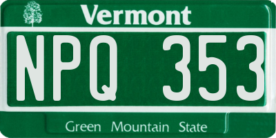 VT license plate NPQ353
