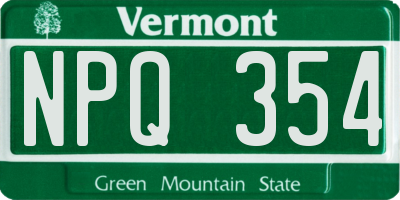 VT license plate NPQ354