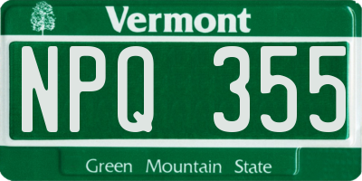 VT license plate NPQ355