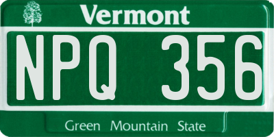 VT license plate NPQ356