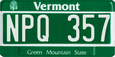 VT license plate NPQ357
