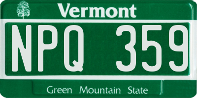 VT license plate NPQ359
