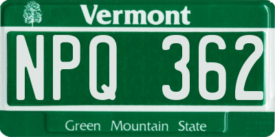 VT license plate NPQ362