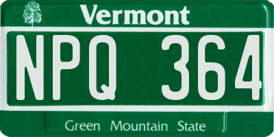 VT license plate NPQ364