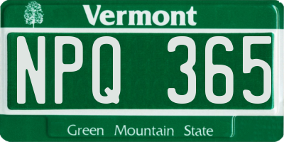 VT license plate NPQ365