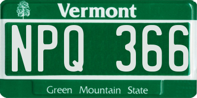 VT license plate NPQ366