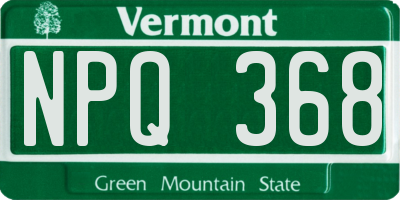 VT license plate NPQ368