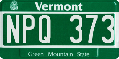 VT license plate NPQ373