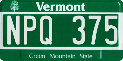 VT license plate NPQ375