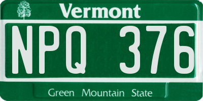 VT license plate NPQ376