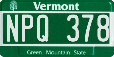 VT license plate NPQ378